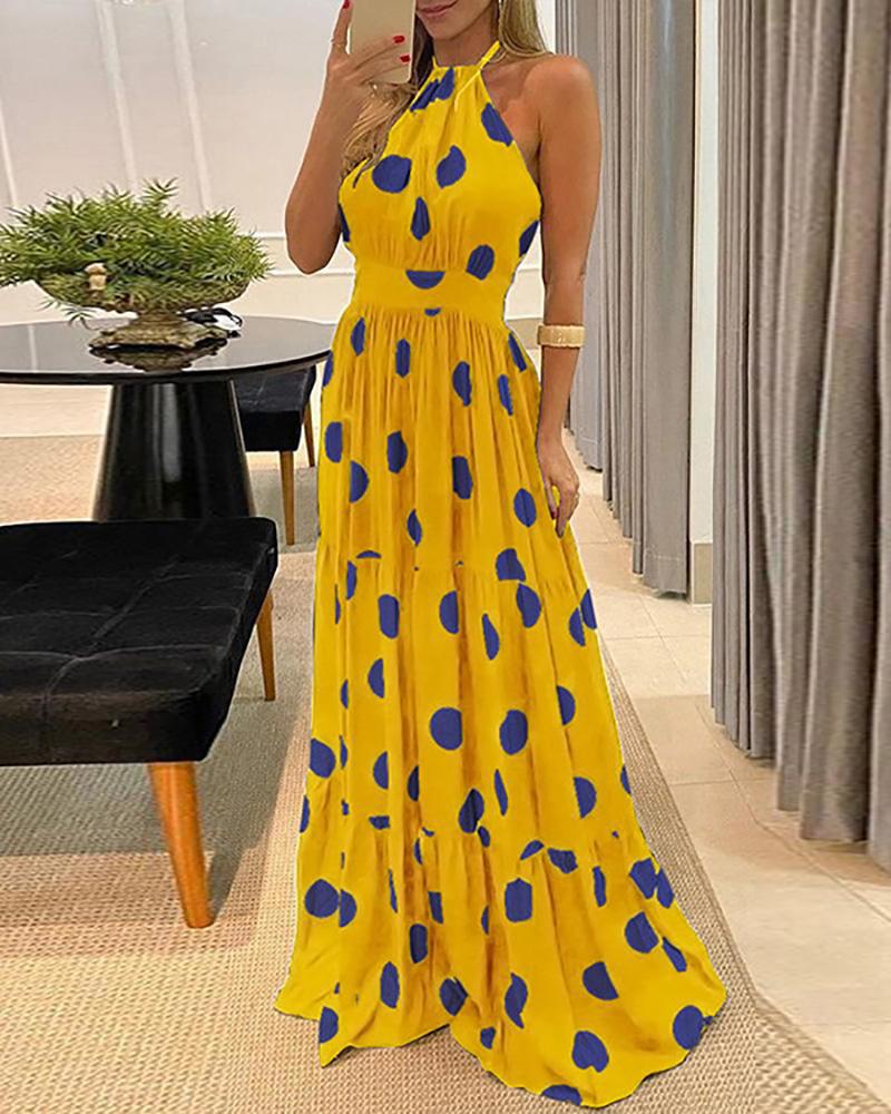 Stylish halterneck printed maxi dress