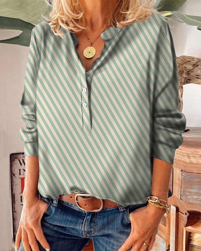 Casual loose long-sleeved printed top