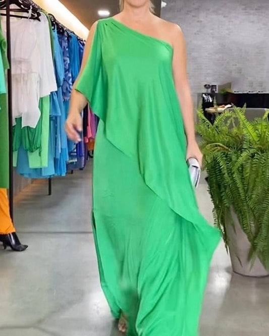 Sleeveless one-shoulder maxi dress