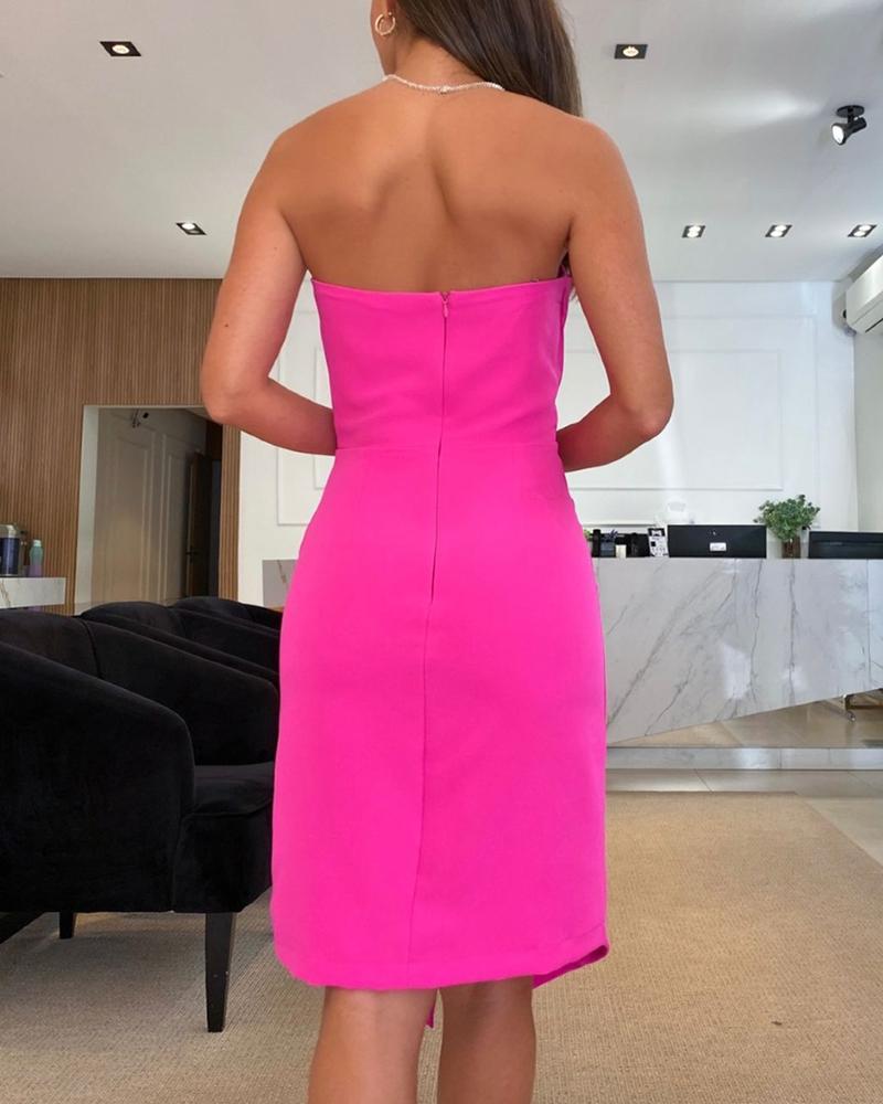 Elegant Strapless Midi Dress