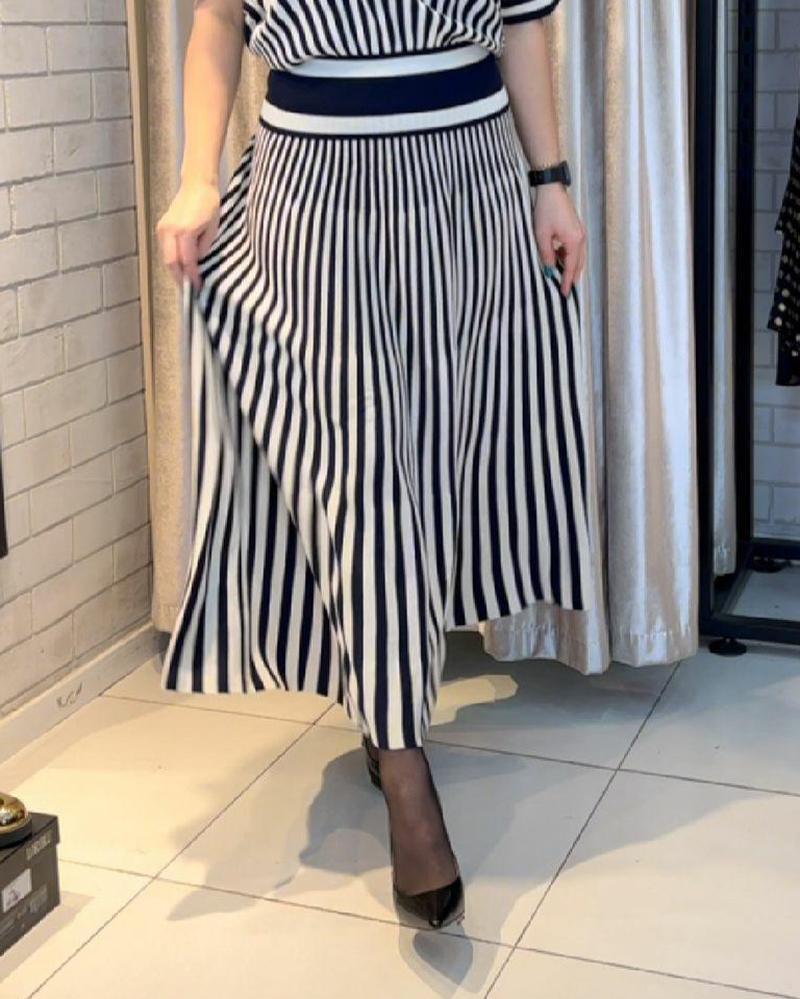 Trendy Striped Two-Piece Suit