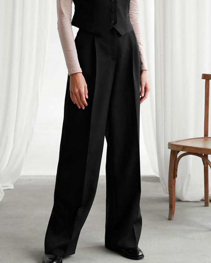 Casual solid color wide-leg pants