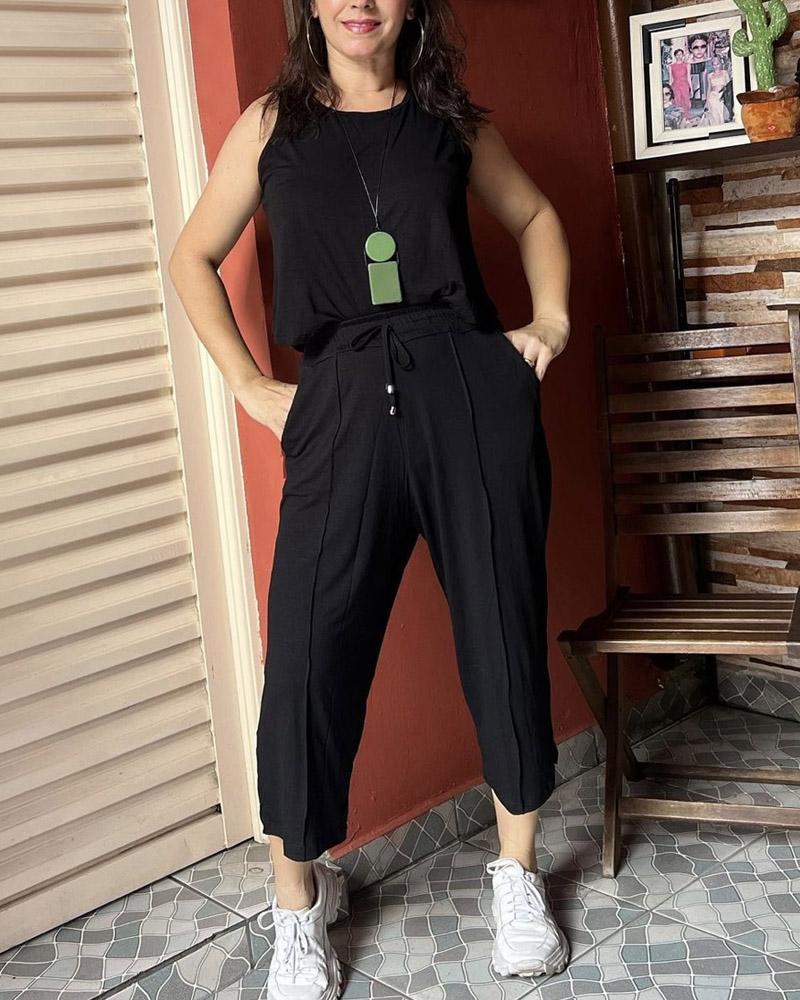 Sleeveless Top Tapered Pants Set