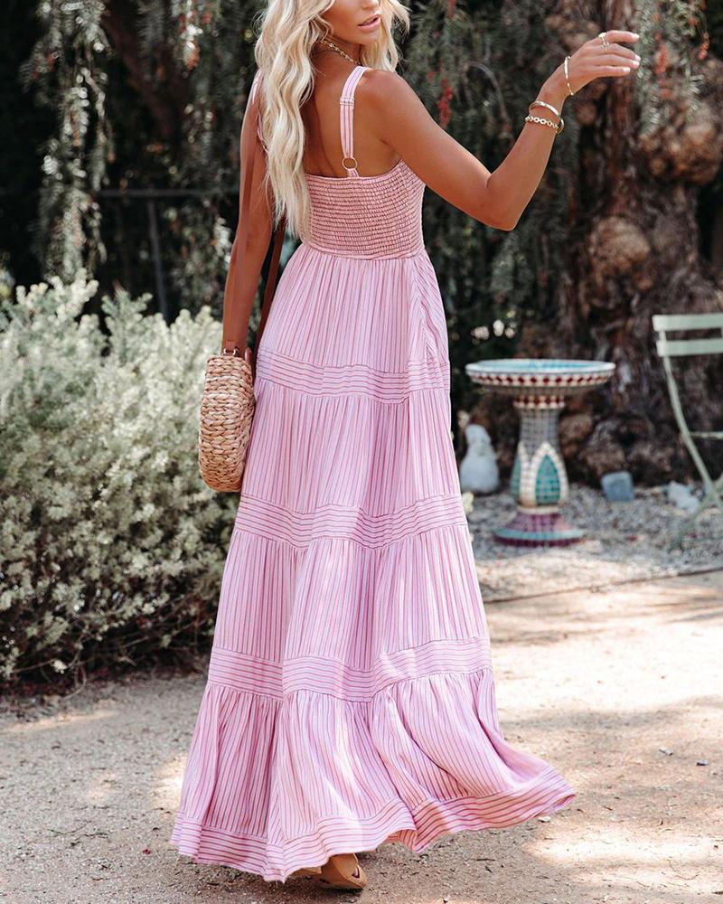 Solid color maxi striped slip dress