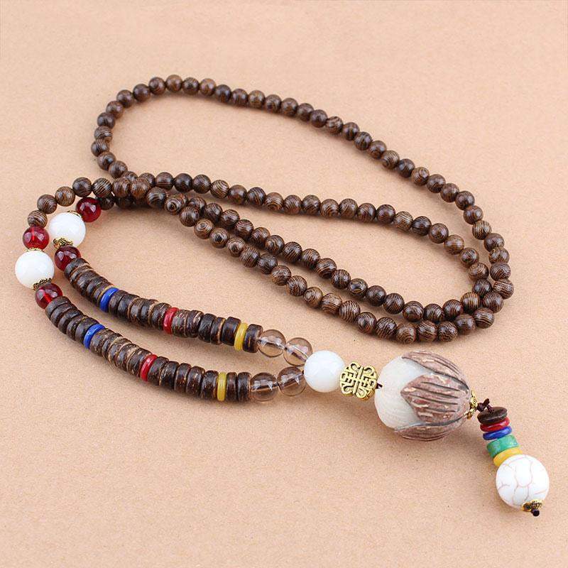 Versatile Wooden Tassel Necklace