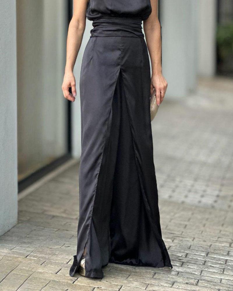 Round neck sleeveless high waist jumpsuit