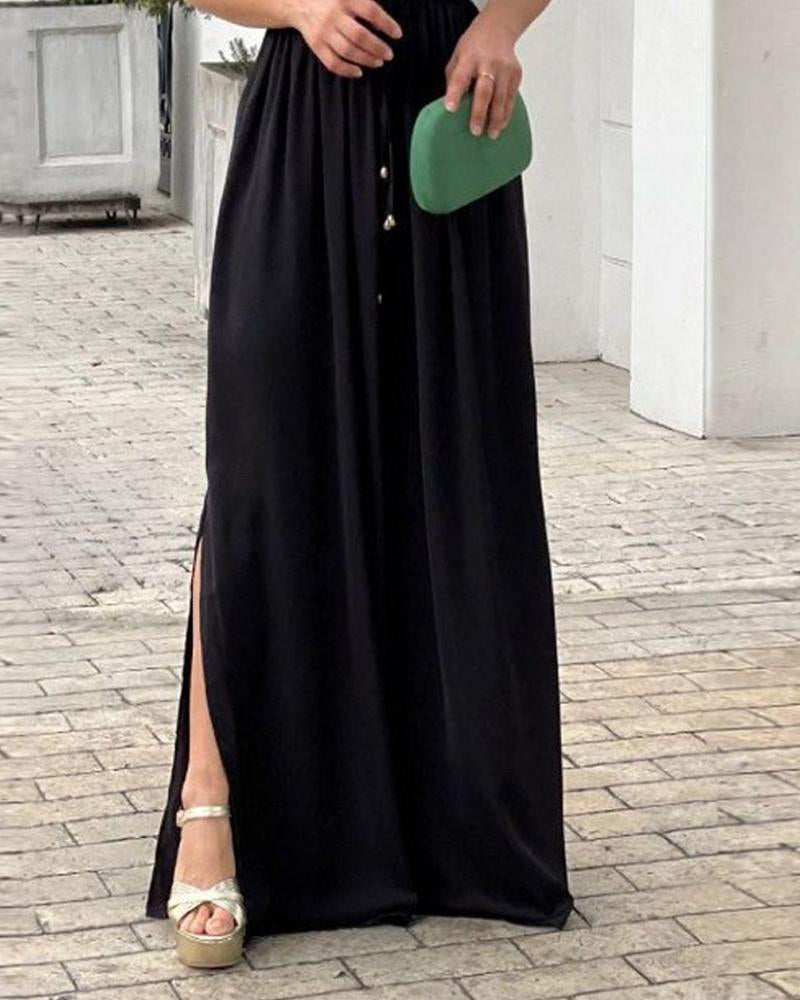 Elegant Black Slit Jumpsuit