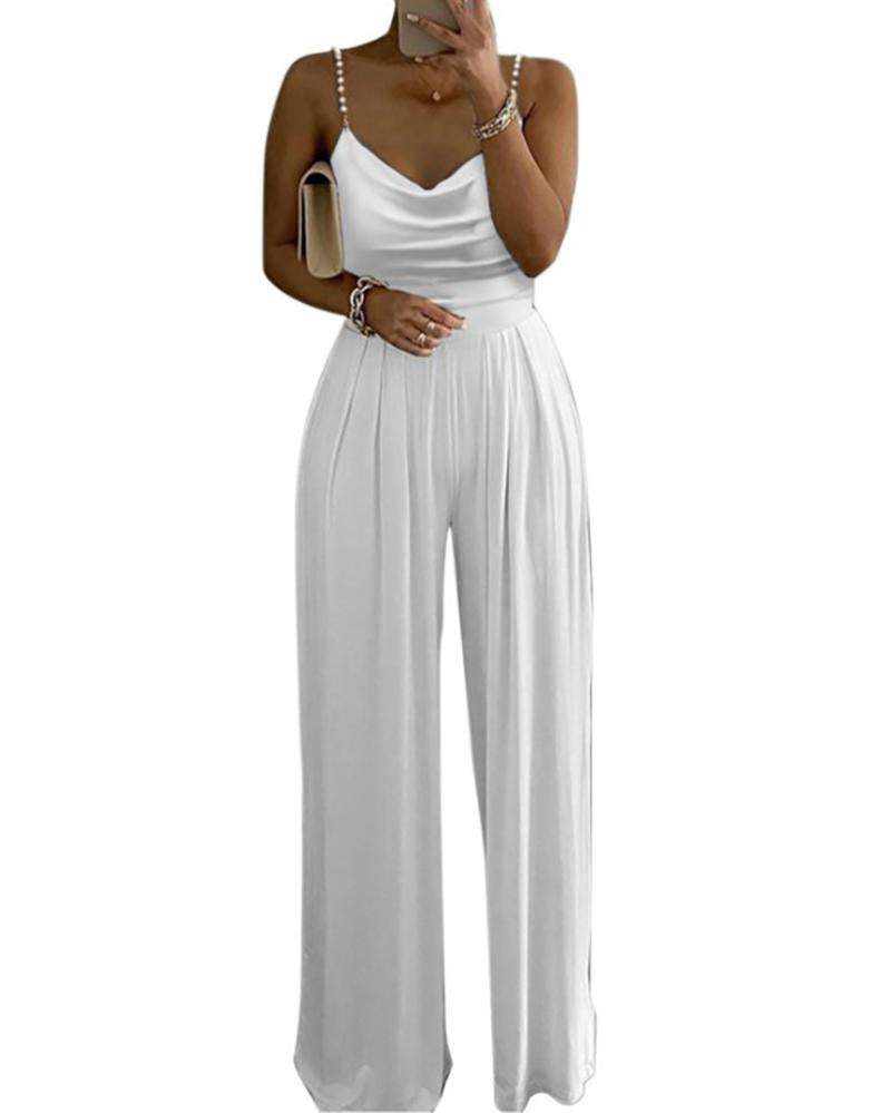 Pearl Strap Wide-Leg Jumpsuit