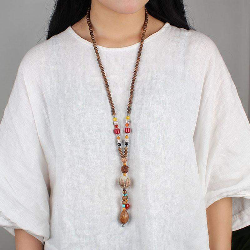 Versatile Wooden Tassel Necklace