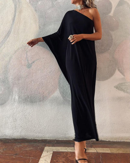 Elegant One Shoulder Long Sleeve Dress