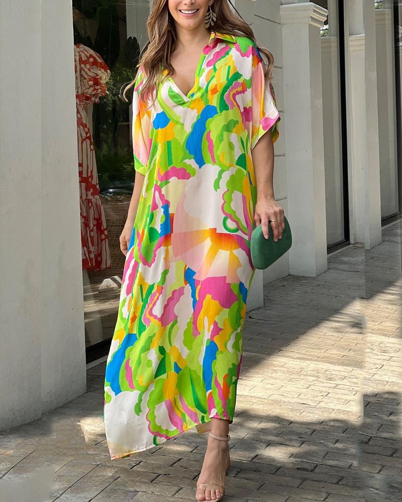 Printed Long Loose Dress