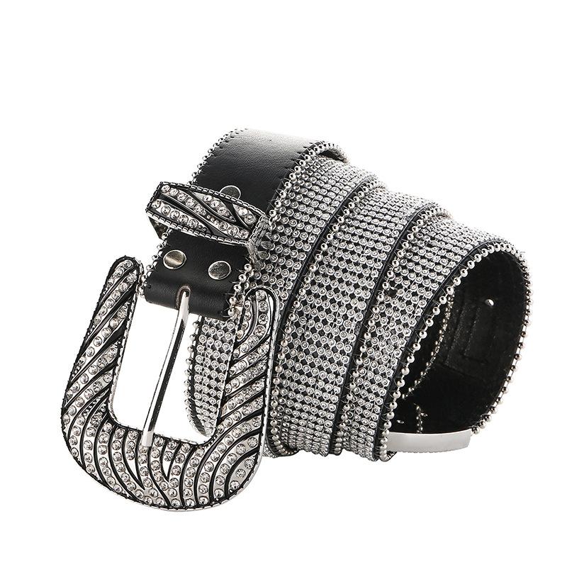 Zebra-print rhinestone belt