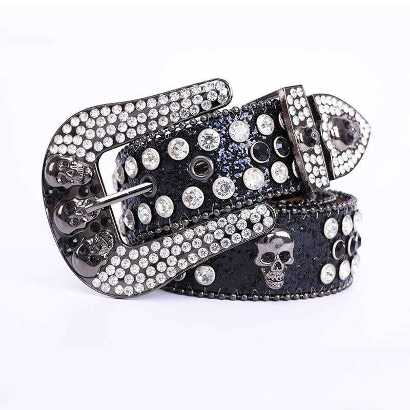 Skull rhinestone belt