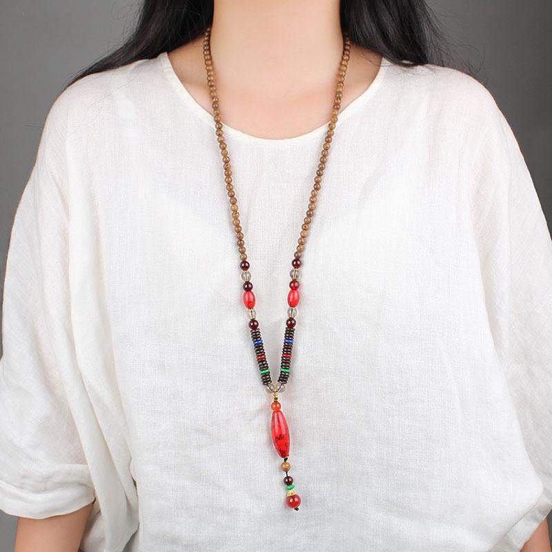 Versatile Wooden Tassel Necklace