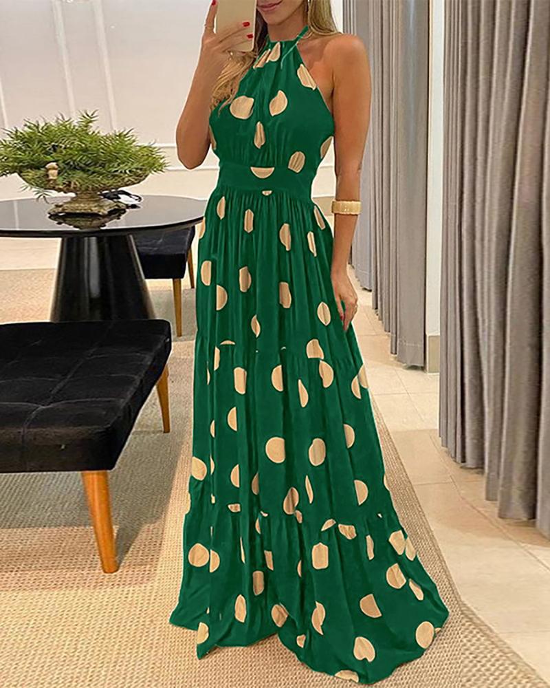 Stylish halterneck printed maxi dress