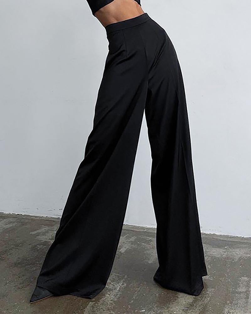 Black high waist wide leg pants