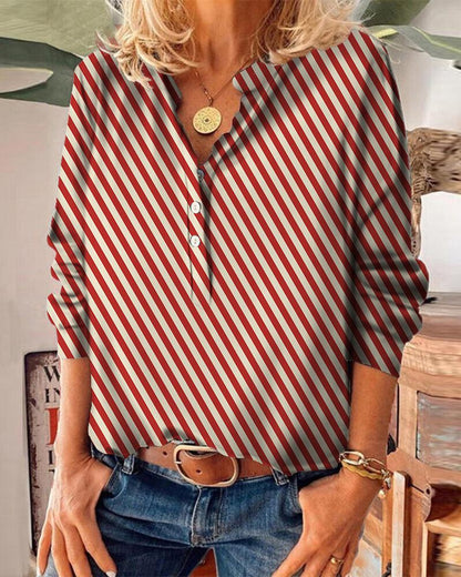 Casual loose long-sleeved printed top