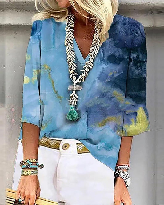 Fashion Loose Tie Dye Print T-Shirt