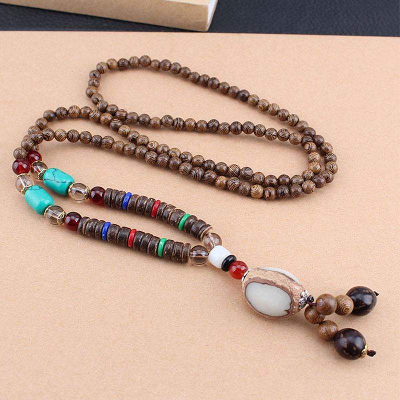 Versatile Wooden Tassel Necklace