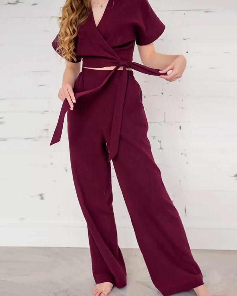 Solid color casual two-piece suit