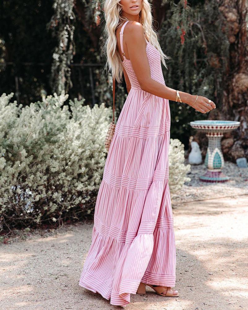 Solid color maxi striped slip dress