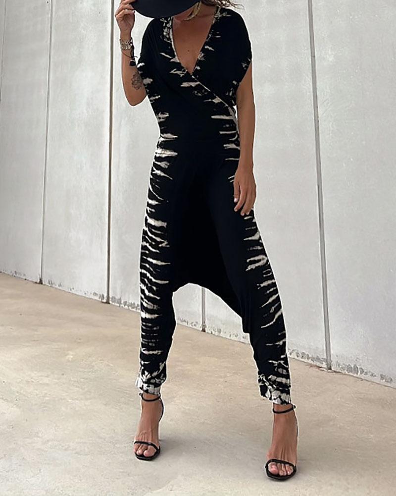 Stylish Sleeveless Backless Printed Harem Jumpsuit