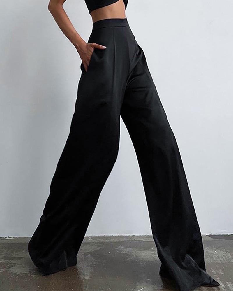 Black high waist wide leg pants