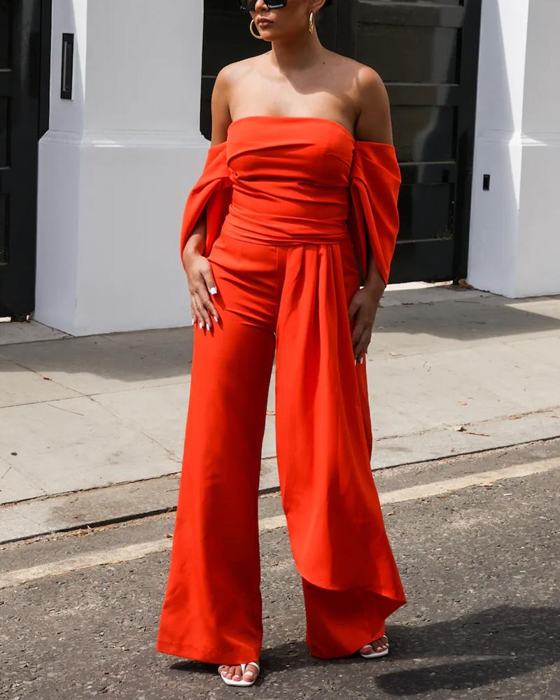 One-shoulder Elegant Solid Color Jumpsuit