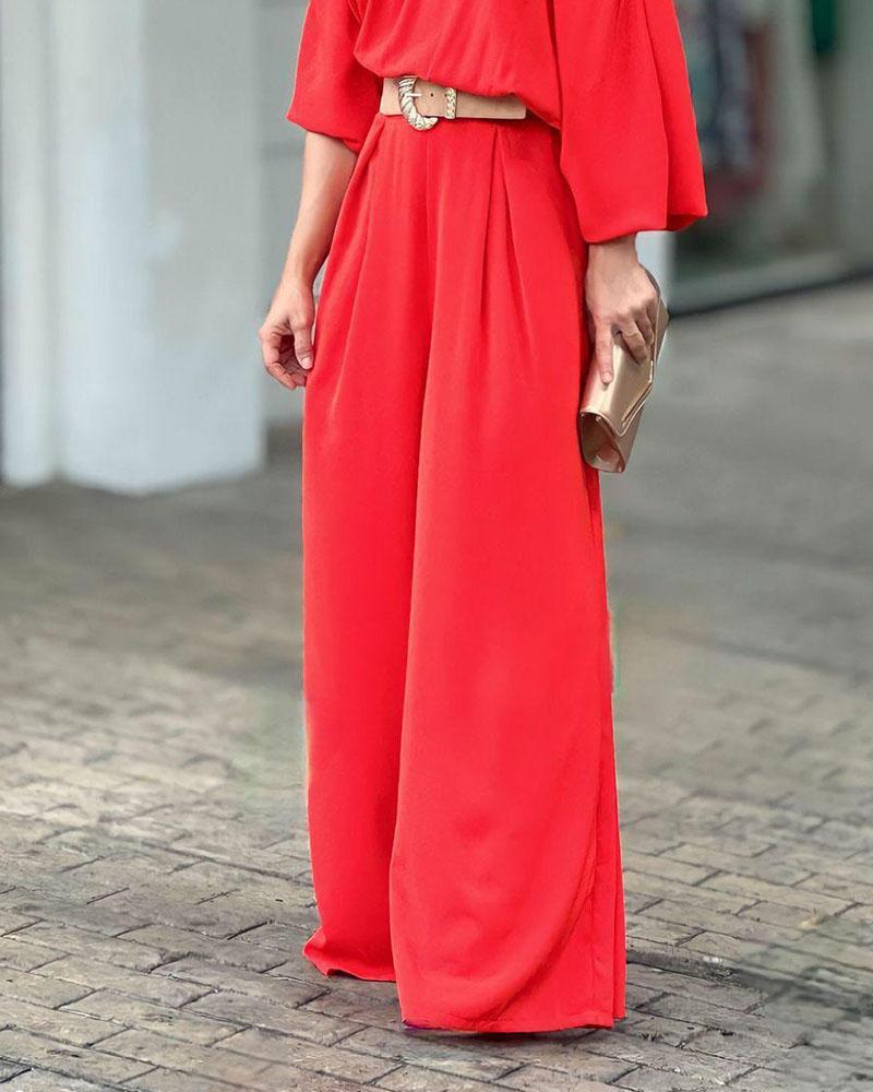 Casual Chic Solid Color Two-Piece Set