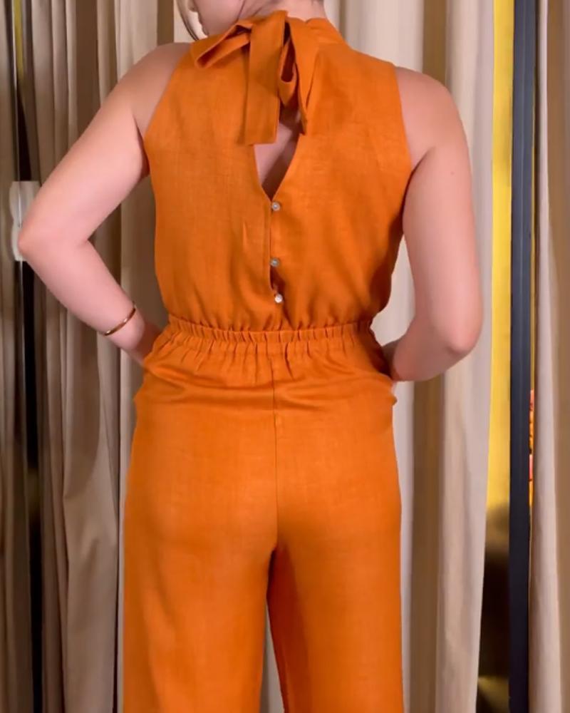 Fashion Neck Long Jumpsuit