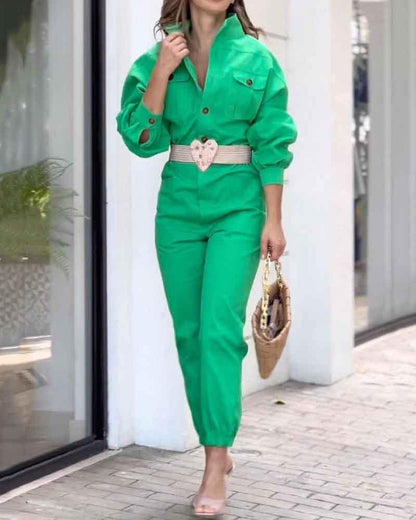 Stylish long-sleeved jumpsuit