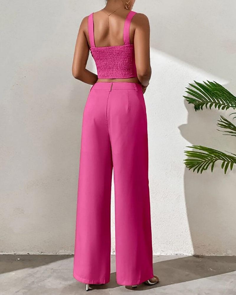 Sleeveless camisole and wide-leg pants set