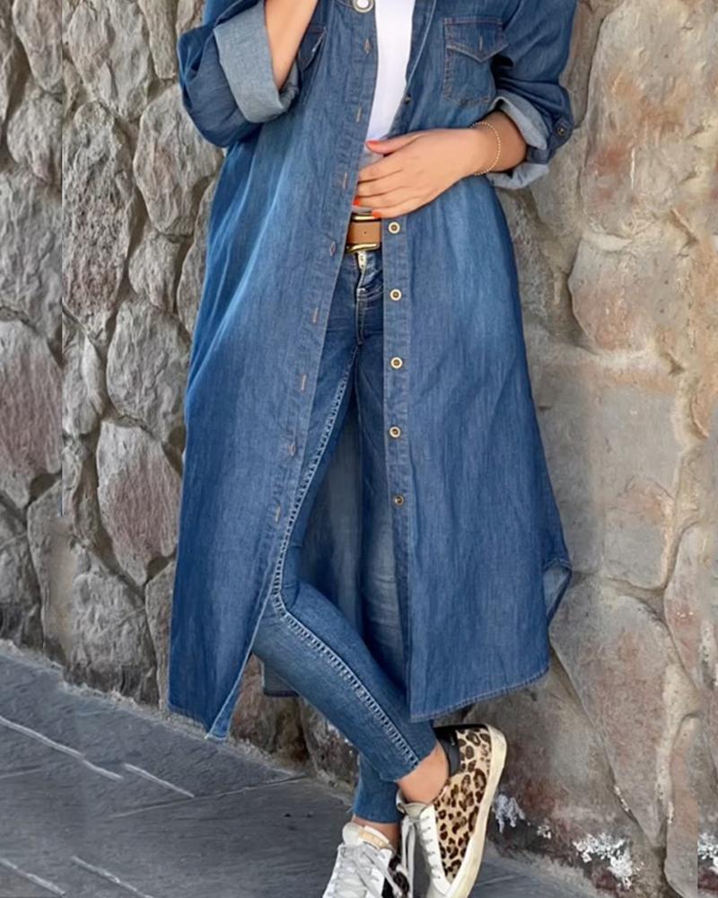 Denim Blue Button Shirt Dress