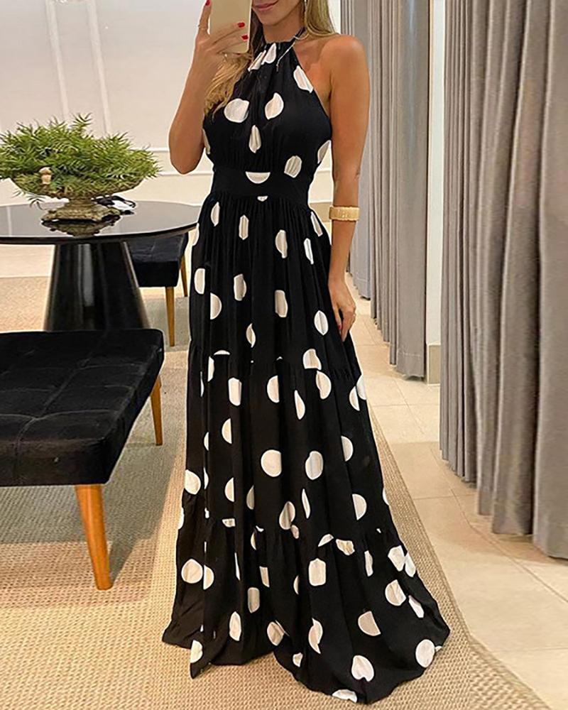 Stylish halterneck printed maxi dress