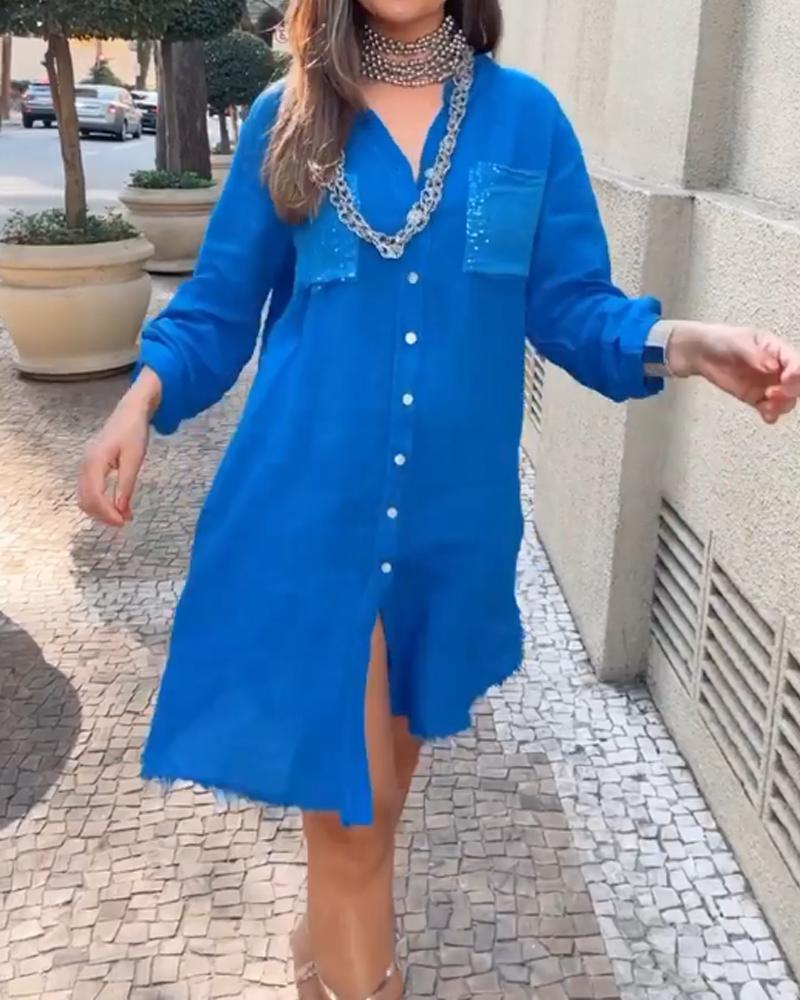 Blue Short Shirt Dress