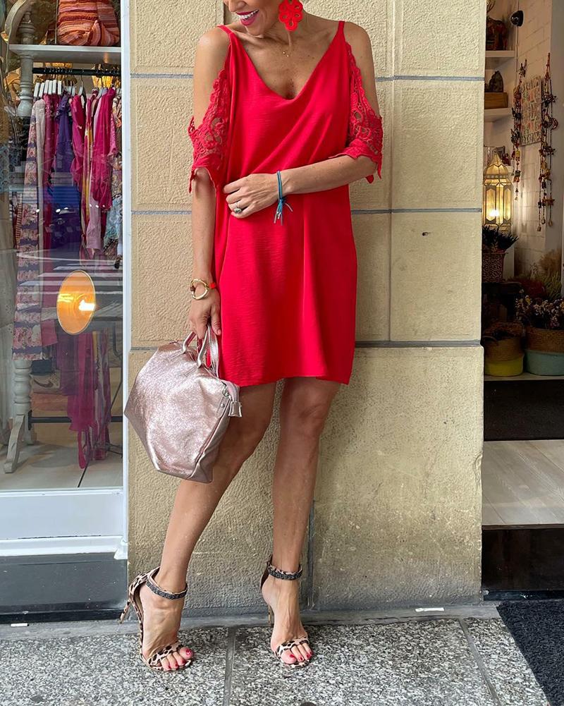 Solid color off-the-shoulder midi dress