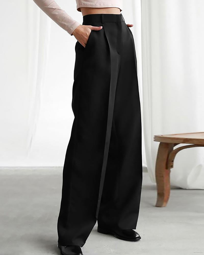 Casual solid color wide-leg pants