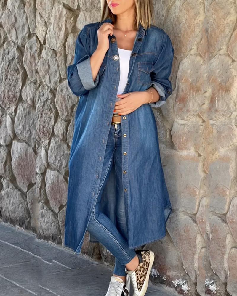 Denim Blue Button Shirt Dress