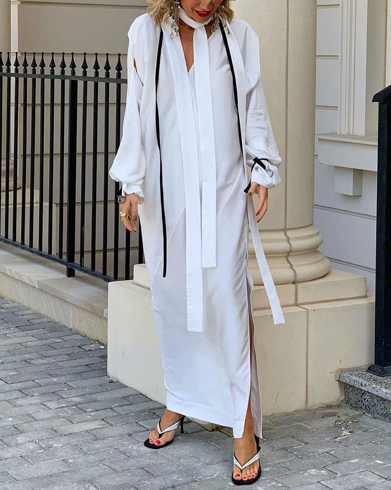 Loose simple long-sleeved maxi dress