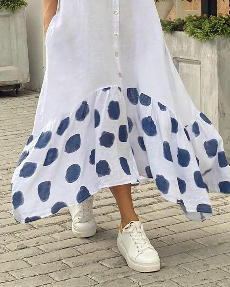 Casual polka dot print short-sleeved dress