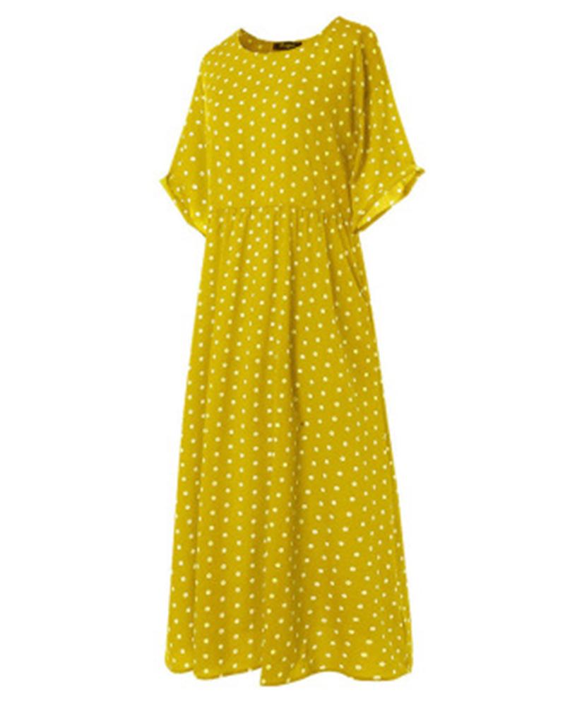 Printed Polka Dot Long Dress