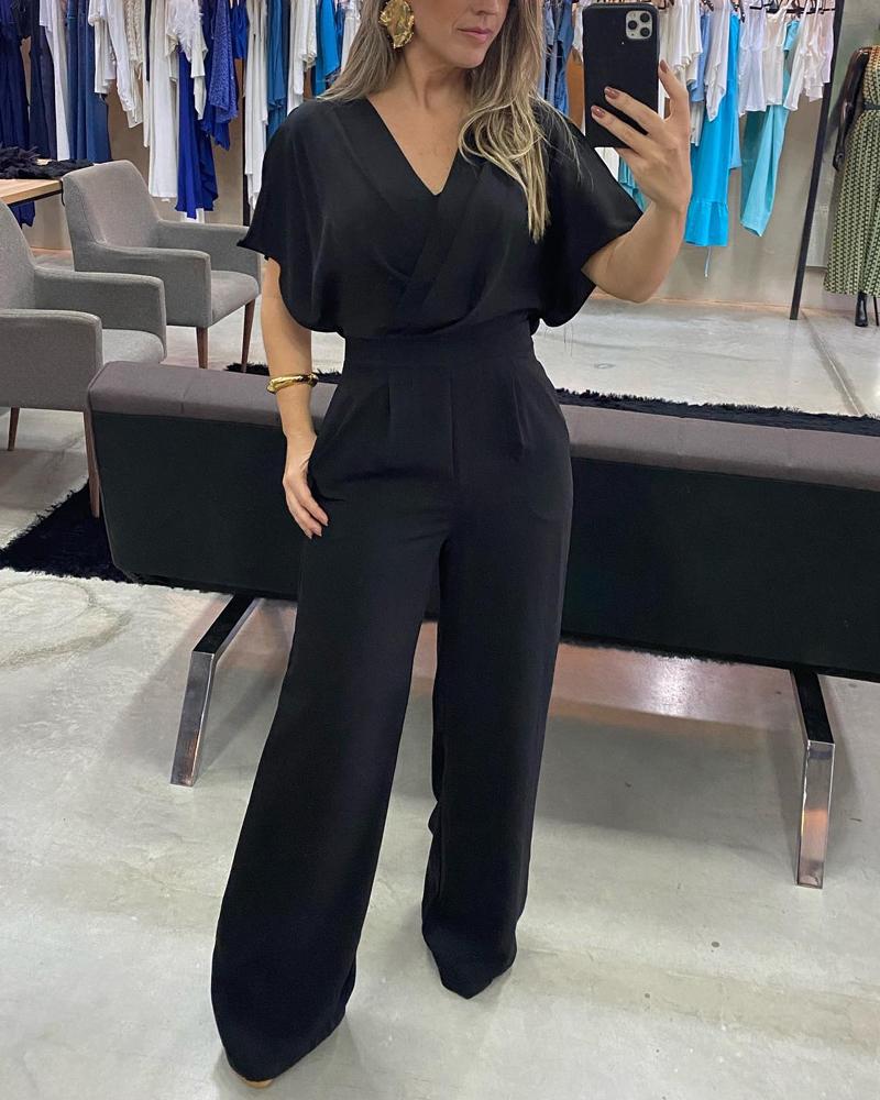 Cross Neck Waist Jumpsuit