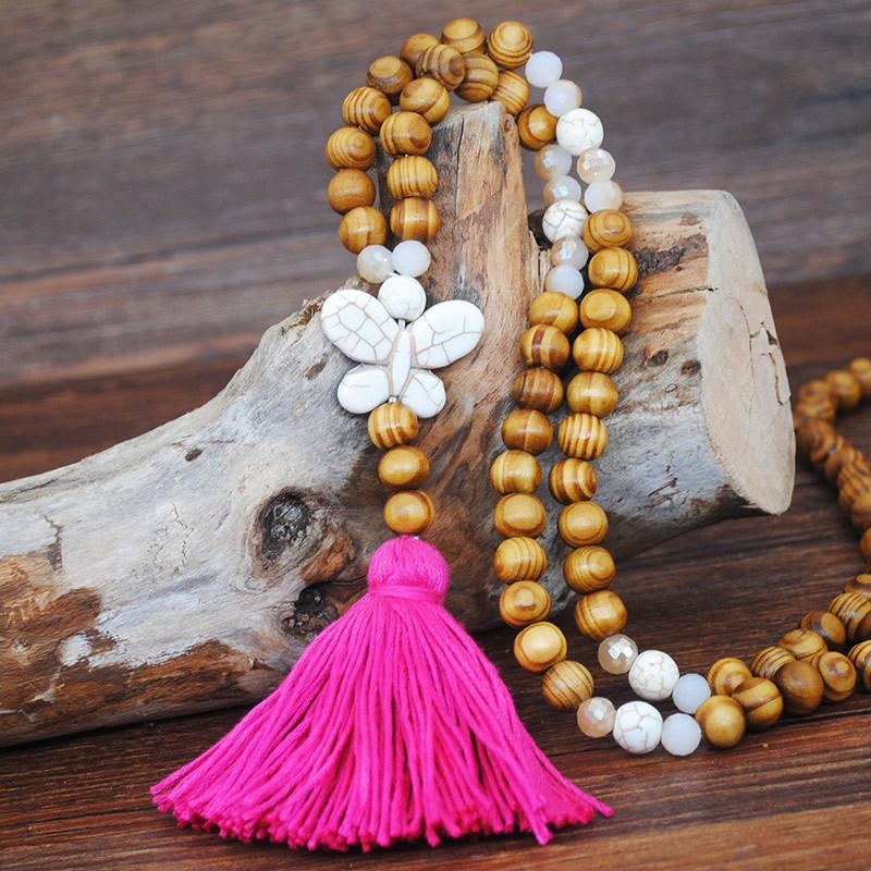 Handmade Wooden Beaded Long Necklace