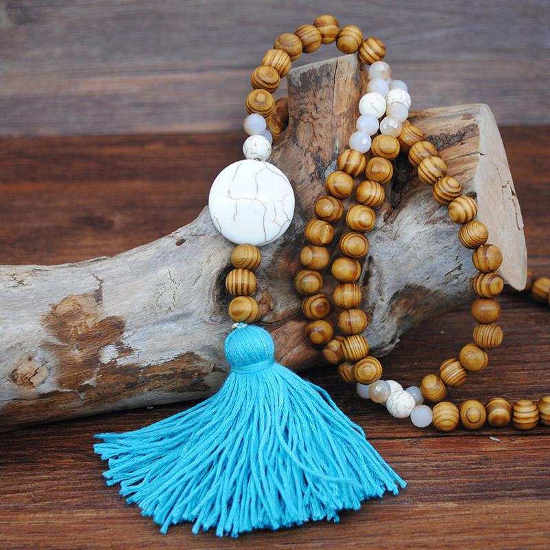 Handmade Wooden Beaded Long Necklace