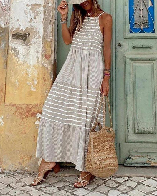 Sleeveless Striped Slip Dress