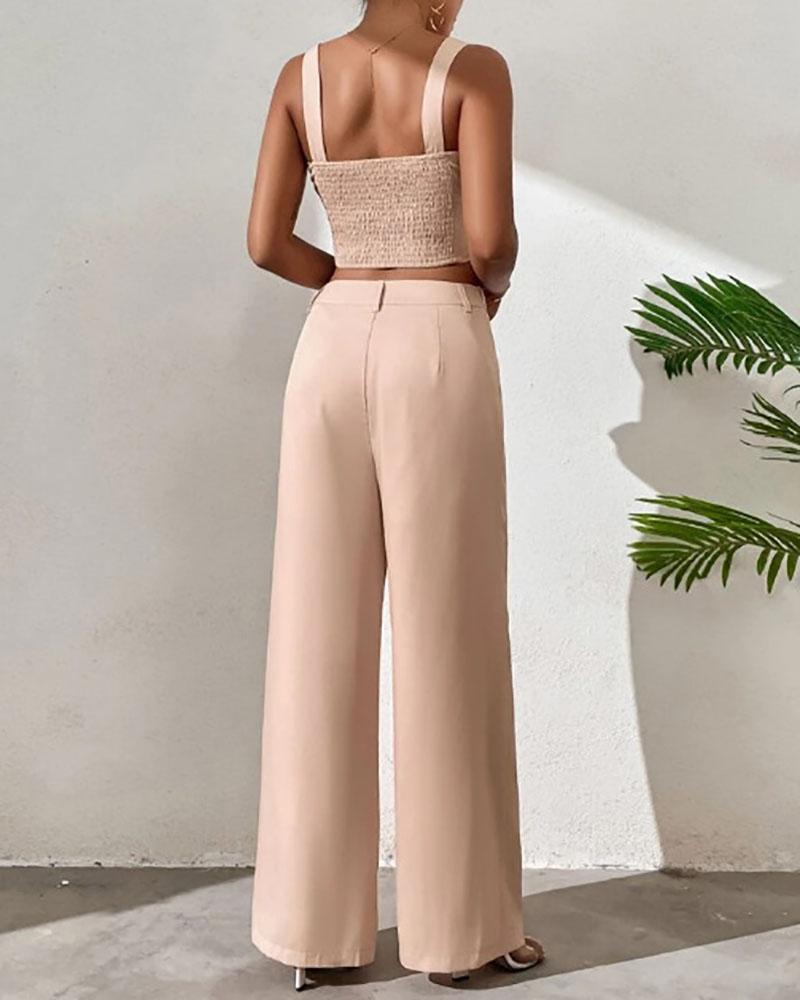 Sleeveless camisole and wide-leg pants set