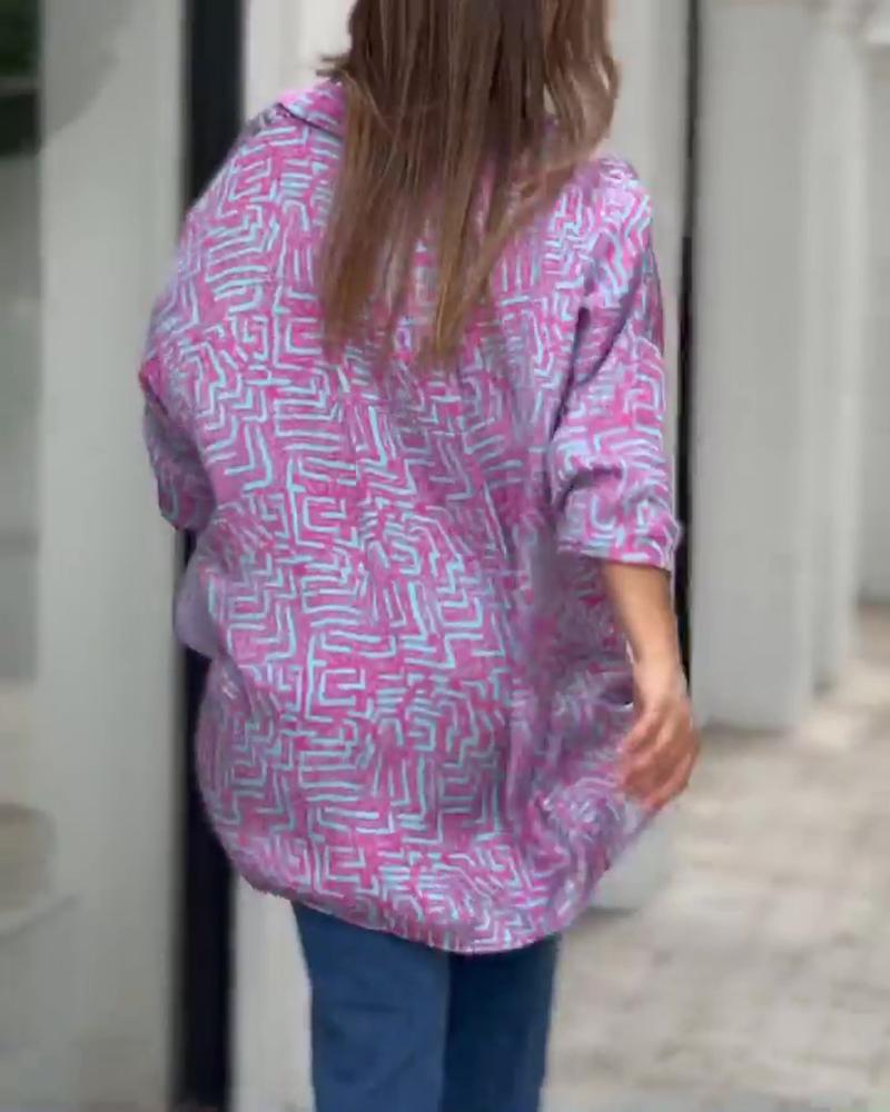 Printed Casual Long Sleeve Shirt