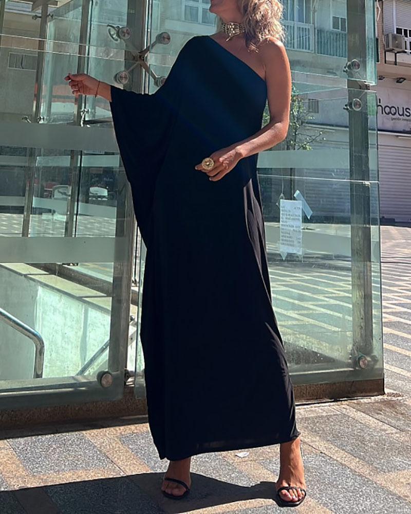 Elegant One Shoulder Long Sleeve Dress