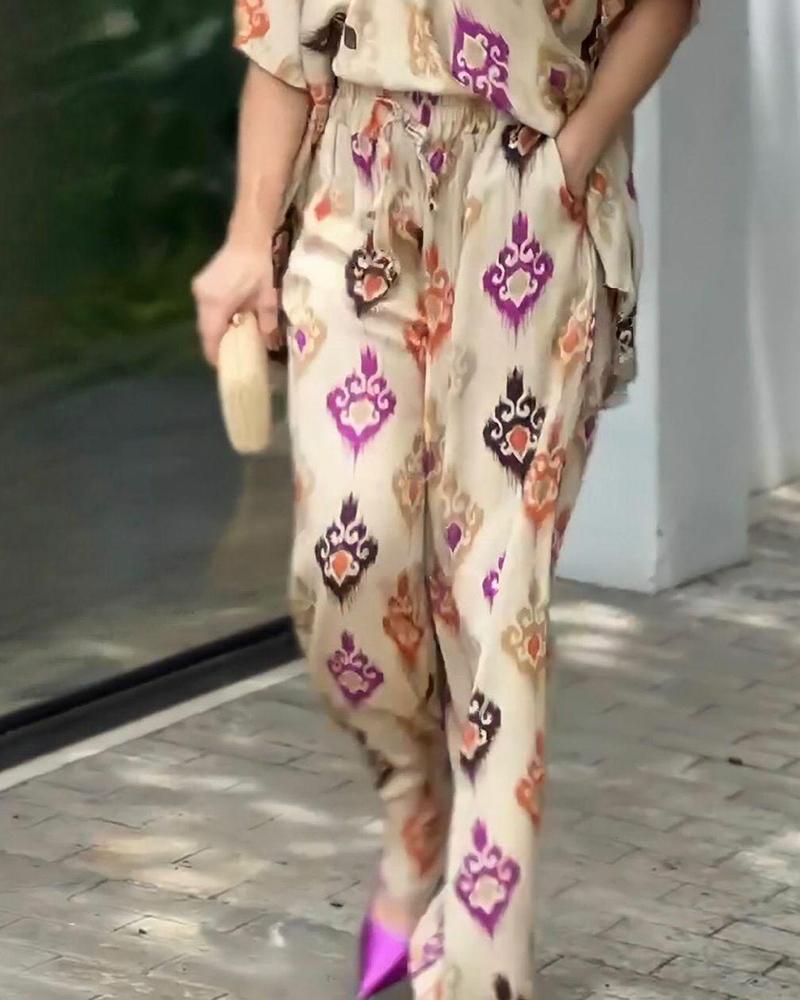 Casual Printed Two-Piece Suit