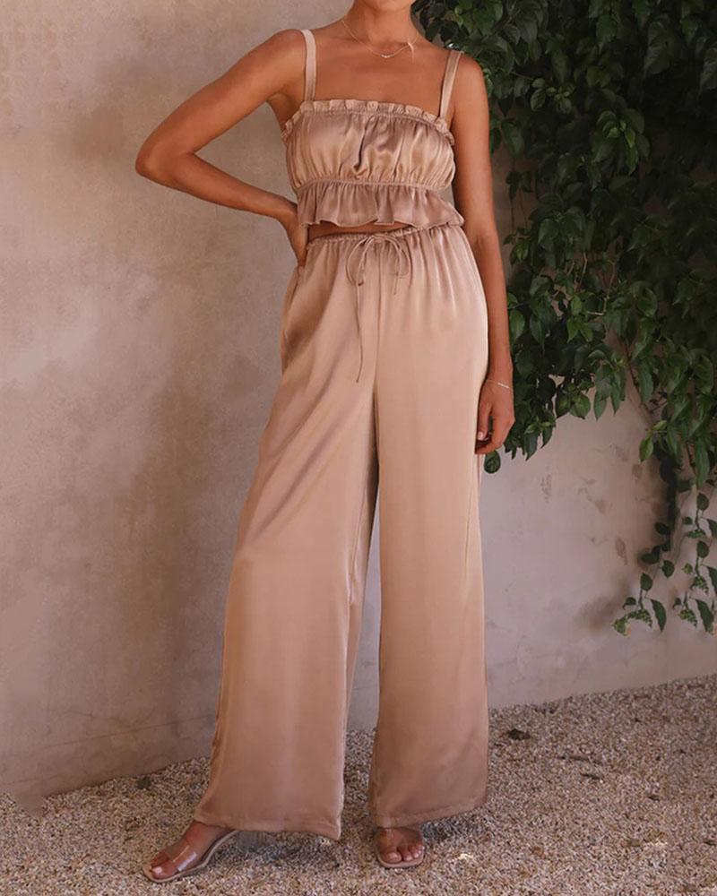 Fashion set of camisole & wide-leg pants